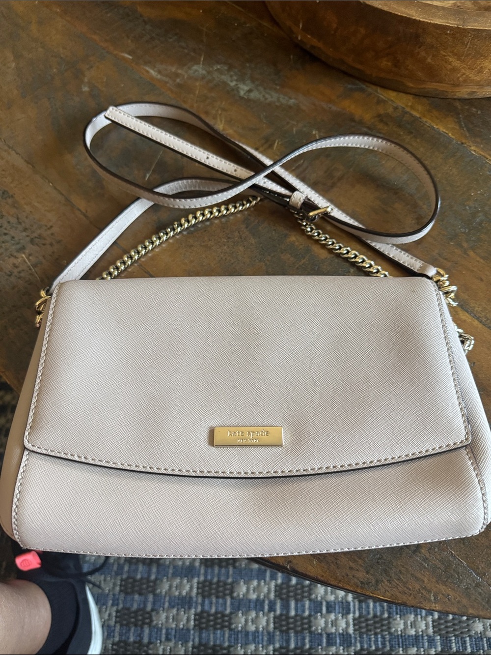 kate spade pale mauve crossbody bag with gold chain